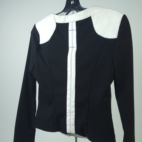 Guess Faux Leather Jacket White Black Zippered S - Picture 5 of 10
